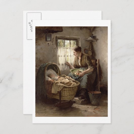 Mutterliche Zuneigung (Öl auf Leinwand) Postkarte (Vorne/Hinten)