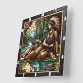 Mutterlicht: Waldschatten Stille Wolf Quadratische Wanduhr (Winkel)