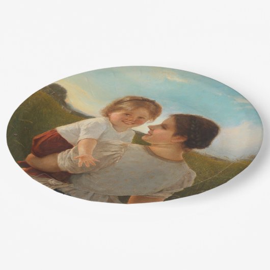 Mutterliebe (Mutter und Tochter lieben) Pappteller (Schrägansicht)