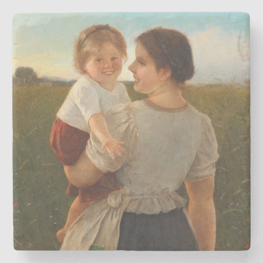 Mutterliebe (Mutter und Tochter lieben) Steinuntersetzer (Vorderseite)