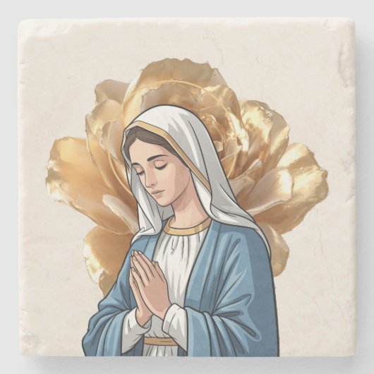 Muttermaria Katholisches Christliches Geschenk für Steinuntersetzer (Vorderseite)