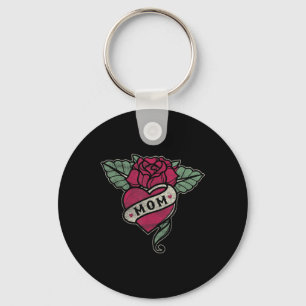 Muttermotiv Tattoo Herz Rote Rose Motorrad  Schlüsselanhänger