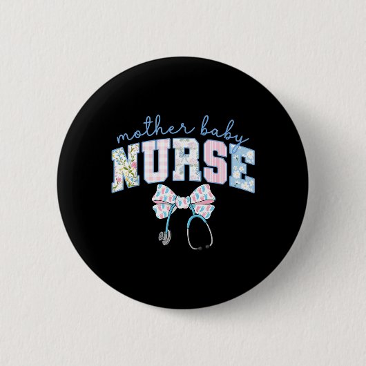 Muttermutter-Krankenschwester-Team-Kokette-Blaues Button (Vorderseite)