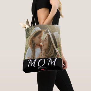 Muttern kreierte weiße Schrift Foto Herz Tote-Tasc Tasche