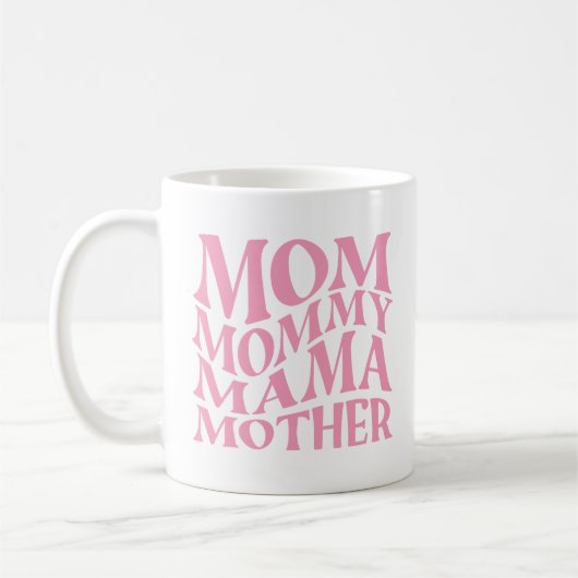 Mutterntag Rosa mit Namen und Jahr Kaffeetasse (Links)