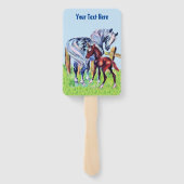 Mutterpferd aus Holz mit Baby-Colt-Gras Fächer (Rückseite)