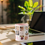 Mutterpfirsich mit rosa Foto Tasse<br><div class="desc">Ein Geschenk für Ihre Mutter,  die ihr Leben mit einer Collage von 14 Fotos feiert. Schwarzer Text: Beste Mama je. Personalisieren und nutzen Sie Ihre eigenen Fotos von ihr,  Kindern,  Ehemann,  Haustieren,  Freunden. Eleganter rosa,  pfirsichfarbener Hintergrund. Perfekt als Muttertagsgeschenk,  zum Geburtstag und zu Weihnachten.</div>