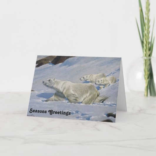 Mutterpolarbär und -knochen feiertagskarte (Vorderseite)