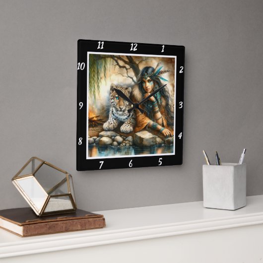 Mutterpräsenz: Tigerwald Quadratische Wanduhr (Büro)