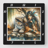 Mutterpräsenz: Tigerwald Quadratische Wanduhr (Vorderseite)