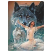 Mutterprinzessin mit Wölfen und Dream Catcher Klemmbrett (Rückseite)