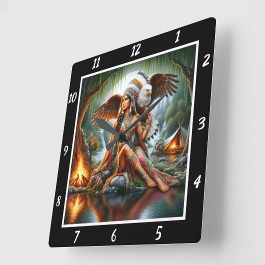 Mutterreisen: Adlerweg Willow's Breeze Quadratische Wanduhr (Winkel)