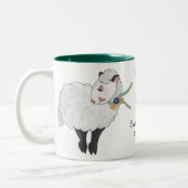 Mutterschafs nicht fett, Mutterschafs flaumig! Zweifarbige Tasse (Links)