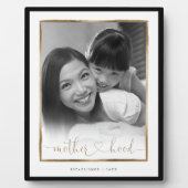 Mutterschaft EST. Elegantes Schwarz-Gold-Rahmen-Fo Fotoplatte (Vorderseite)