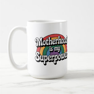 Mutterschaft ist meine Superkraft - Retro-Regenbog Kaffeetasse