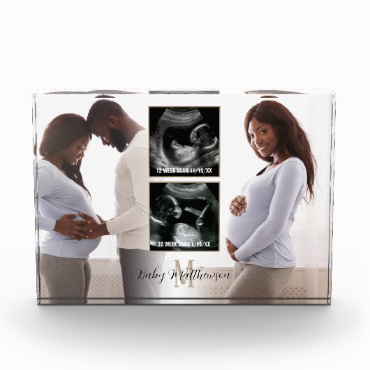 Mutterschaft Keepake 4 Fotos Monogramm (Vorderseite)