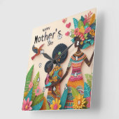 Mutterschaft: Lebhafte, blühende, kulturelle Feier Quadratische Wanduhr (Winkel)