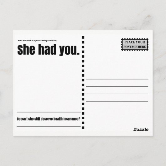 Mutterschaft sollte keine vorbestehende Bedingung Postkarte (Rückseite)