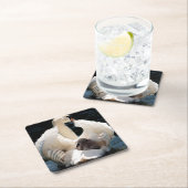 Mutterschwan mit Zygnets (Babyschwäne) Rechteckiger Pappuntersetzer (Vor Ort)