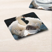 Mutterschwan mit Zygnets (Babyschwäne) Rechteckiger Pappuntersetzer (angewinkelt)