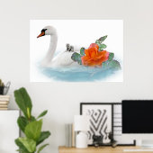 Mutterschwan, Säuglinge und Rose Poster (Heimbüro)