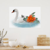 Mutterschwan, Säuglinge und Rose Poster (Küche)
