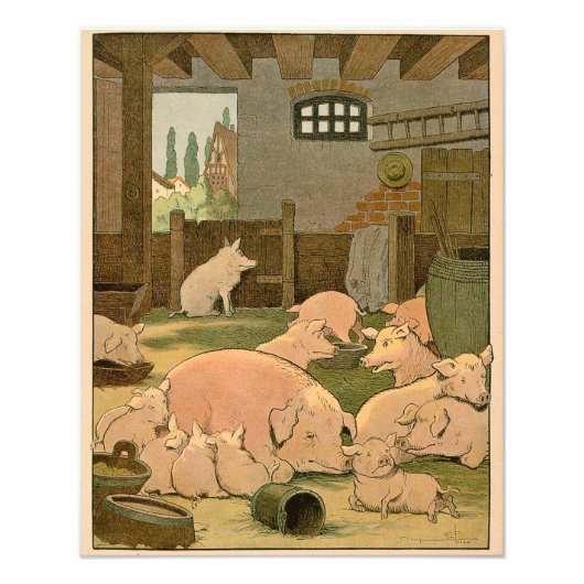 Mutterschweine und Ferkel im Betrieb Fotodruck (Vorne)
