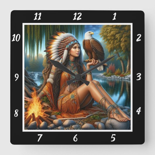 Muttersicht: Adlernebel Quadratische Wanduhr (Vorderseite)