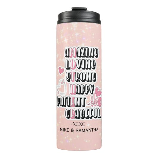 Muttersprache Akronym | Floral | Muttertagsgeschen Thermosbecher (Vorderseite)