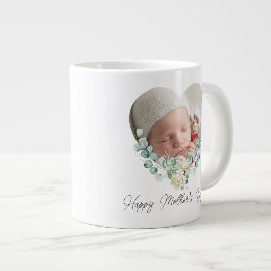 Muttertag 2 Foto Blumenherz Jumbo-Tasse (Vorderseite Rechts)