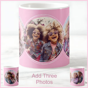 Muttertag 3 Foto Custom Personalisiert Pink C90 Kaffeetasse