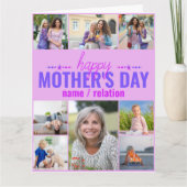 Muttertag 8 Fotomaterial Collage Pink Personalisie Karte (Vorderseite)