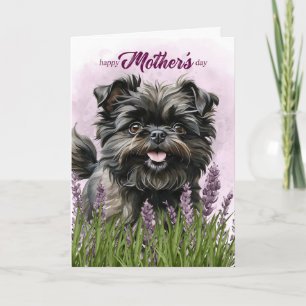 Muttertag Affenpinscher Hund in Lila Feiertagskarte