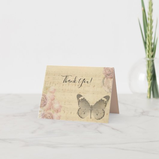 Muttertag Alte Blatt Musik Kernmusik Rose Schmette Dankeskarte (Vorderseite)