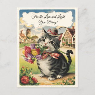 Muttertag anpassbar süße vintage-Katze retro Postkarte