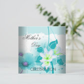 Muttertag Aquamarine Lilac-Blume Einladung (Stehend Vorderseite)