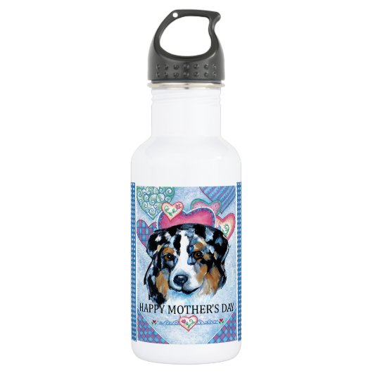 MUTTERTAG AUSTRALIAN SHEPHERD EDELSTAHLFLASCHE (Vorderseite)