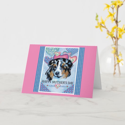 MUTTERTAG AUSTRALIAN SHEPHERD KARTE (Gelbe Blume)