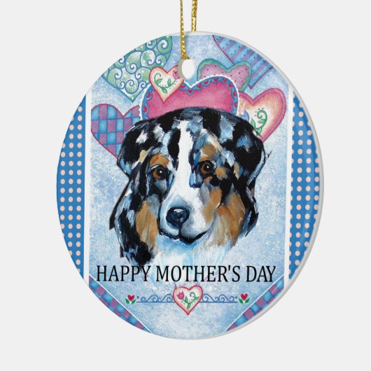 MUTTERTAG AUSTRALIAN SHEPHERD KERAMIK ORNAMENT (Links)
