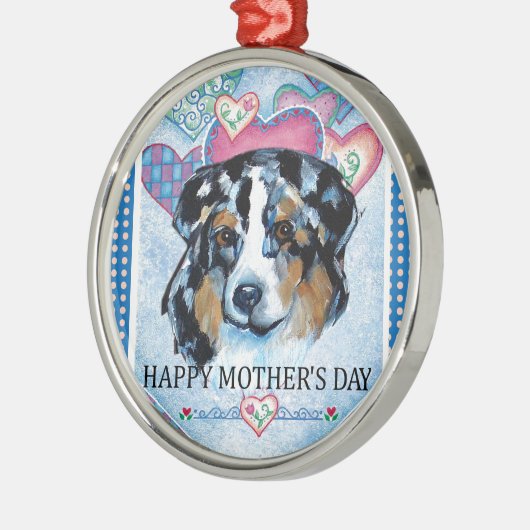 MUTTERTAG AUSTRALIAN SHEPHERD SILBERNES ORNAMENT (Links)