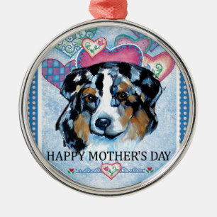 MUTTERTAG AUSTRALIAN SHEPHERD SILBERNES ORNAMENT