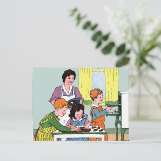 Muttertag Backen mit Mama Postkarte (Stehend Vorderseite)