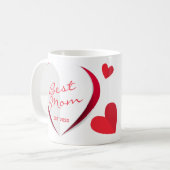 Muttertag Beste Mama Moderne Herzen Skript-Tasse Kaffeetasse (Vorderseite Links)
