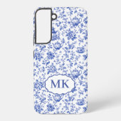 Muttertag | Blaues Toile-Monogramm-Brautinitial Samsung Galaxy Hülle (Rückseite)