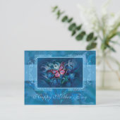 Muttertag, Blue Floral Postkarte (Stehend Vorderseite)