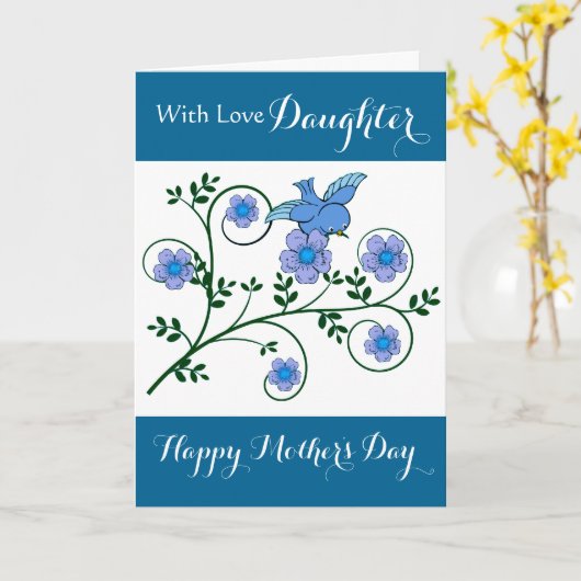 Muttertag - Blume und Vögel Karte (Gelbe Blume)