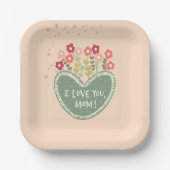 Muttertag, Blumen in Liebe , Elegant, Einfach Pappteller (Vorderseite)