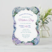 Muttertag Blumenblauer Hydrangea-Party Einladung (Stehend Vorderseite)
