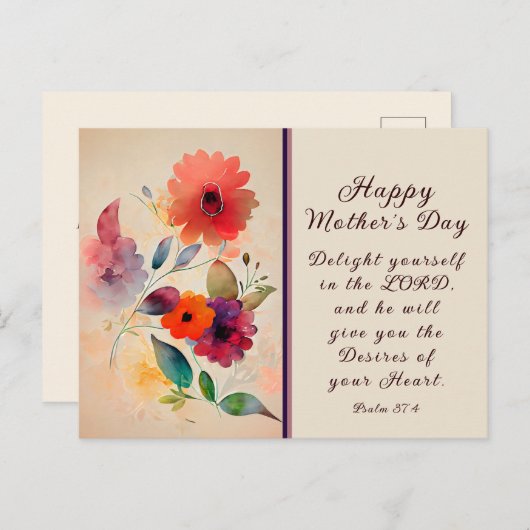 Muttertag Blumengarten Bibelverse Postkarte (Vorne/Hinten)