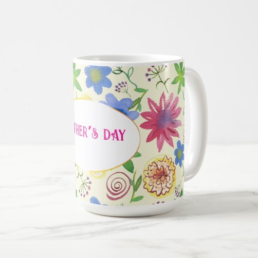Muttertag, Blumenmuster Kaffeetasse (VorderseiteRechts)